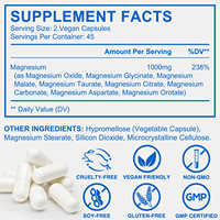 OneBotanicl Marque Privée, Gélules de Magnésium 8 en 1, Complément Alimentaire, Complexe de Magnésium 1000 mg pour les Os, les Muscles et l'Énergie