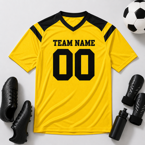 Maillot de football rouge personnalisé pour homme, manches courtes, col en V, impression par sublimation, séchage rapide, nom et numéro de l'équipe 00, taille adulte - Product Image 3