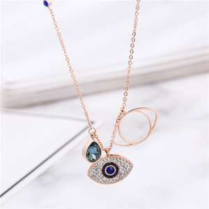 Thép Không Gỉ Rose Gold Mắt Ác Mặt Dây Chuyền Vòng Cổ Cubic Zirconia Kim Cương Charm Hollow Out <span class=keywords><strong>Eivl</strong></span> Mắt Vòng Cổ - Product Image 4