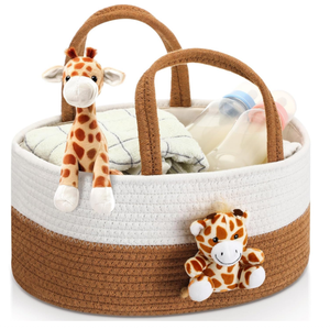 Modern Portable Cotton Rope Nursery Storage <strong>Basket</strong> Baby Shower Diaper Caddy Organizer with Multifunction for <strong>Changing</strong> <strong>Table</strong> - Product Image 1