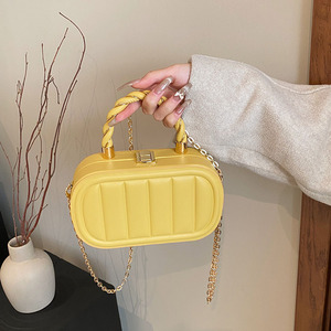 Fashion Designer Small Jelly Detachable Chain Zipper Crossbody Shoulder PU Woven Handbag Cosmetic <b>Travel</b> <b>Organizer</b> for Women - Product Image 3
