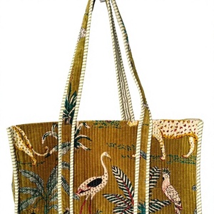 Bolso de Mano de Algodón Hecho a Mano para Mujer, Diseño Sólido para Verano y Otoño, Bolso de Hombro para Compras, Cierre Abierto, Forro de Tela, Lavable, Personalizable - Product Image 1