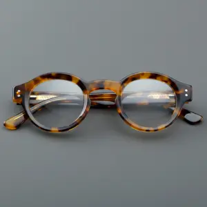 Óculos de acetato de luxo para homens e mulheres, armação óptica clássica de design vintage, novo design japonês, logotipo personalizado, novidade de 2024