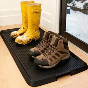 Black <strong>Rubber</strong> <strong>Boot</strong> Tray Shoe <strong>Mat</strong> Raised Edge Entry Step <strong>Mat</strong> Indoor Outdoor Easy Clean Floor Protector - Product Image 2