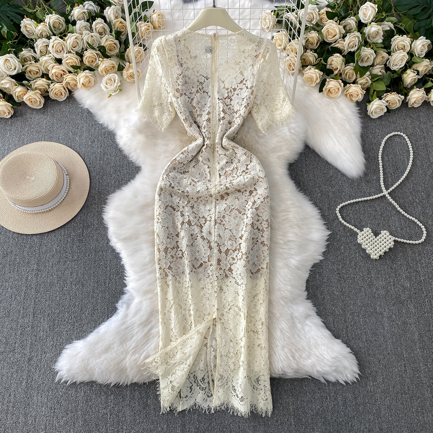 elegant beaded wedding dresses Stylish Off The Shoulder Pearl Beaded Wedding Dress With Detachable Sleeves 40 main image 1