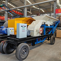 Concasseur à marteaux mobile diesel PC 600 X 400, petit concasseur à marteaux pour bouteilles en verre, machine de recyclage, équipement de fabrication de sable