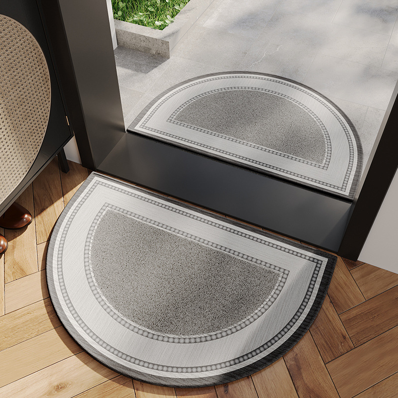 Semelle en caoutchouc velours coton bambou - Annie demi-cercle gris clair