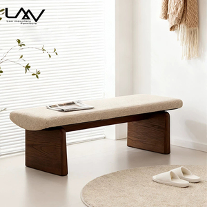 Banc de repos de style nordique pour salon de villa, chambre d'hôtel, avec structure en bois et revêtement en tissu de luxe, banc d'appoint pour la fin <span class=keywords><strong>du</strong></span> lit, mobilier de maison - Product Image 3