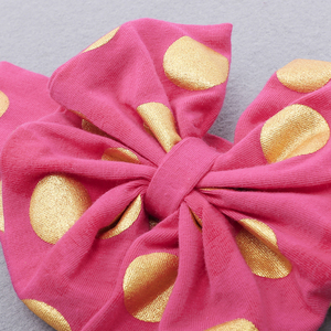 Artículos para bebé, diadema <span class=keywords><strong>de</strong></span> lunares con lazo para niña, diadema <span class=keywords><strong>de</strong></span> algodón estampada para bebé - Product Image 3