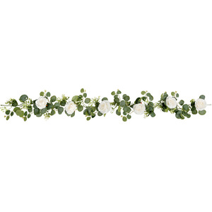 Guirlande de roses artificielles avec eucalyptus et camélia pour la décoration de table de mariage, 120 cm, blanc - Product Image 5