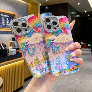 Custodia in morbido TPU con fiore di diamanti di lusso per <span class=keywords><strong>iPhone</strong></span> 16 Plus 15 Pro 14 Pro Max 13 Mini 12 11 Bling Girls <span class=keywords><strong>arcobaleno</strong></span> <span class=keywords><strong>Cover</strong></span> del telefono - Product Image 4