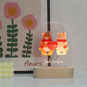 3D Tiere UV-Lampe personal isierte benutzer definierte Name USB Holz LED Nachtlichter für Kinder