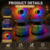 Lampe solaire de jardin en acier inoxydable Art Déco, étanche IP44, motif d'ombre dégradé coloré, angle de faisceau à 360°, commande par bouton