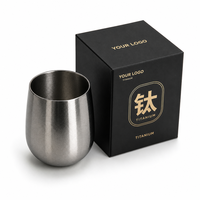 Tasse à café de luxe en titane pur TA1 de 320 ml (11 oz) en forme d'œuf, gobelet isotherme à double paroi sous vide, isolation thermique de 12 à 24 heures