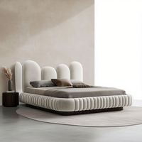 Cadre de lit moderne King Size Cadre complet Chambre à coucher de luxe Lit classique principal cercle souple pour chambre à coucher Ensembles de meubles