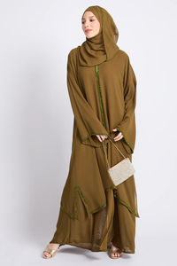 Abaya personnalisée avec broderie et perles pour femmes musulmanes, robe longue ample à manches longues, robe maxi musulmane pour femmes - Product Image 3