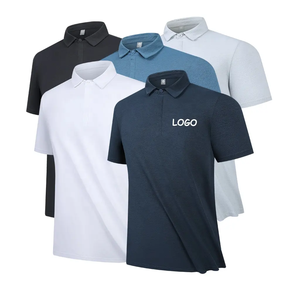 Individuelles Logo bedruckte individuelle Polo-T-Shirts 100% Polyester schnell trocknend kurze Ärmel einfarbig Herren Golf Polo-T-Shirt