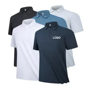 Camiseta polo de golfe masculina personalizada com logotipo impresso 100% poliéster de secagem rápida manga curta em branco