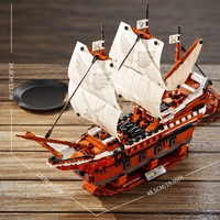 GAOMISI T2147 Nouveau modèle de bateau pirate rétro, jouets à assembler, briques de puzzle pour enfants, décoration de bureau, cadeaux, ensemble de blocs de construction