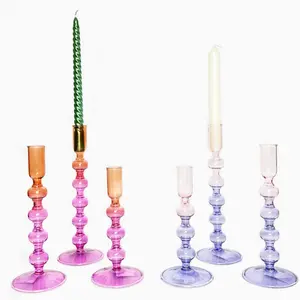Stylish Borosilicate Glass Candle Holders - Ideal for Taper Candles