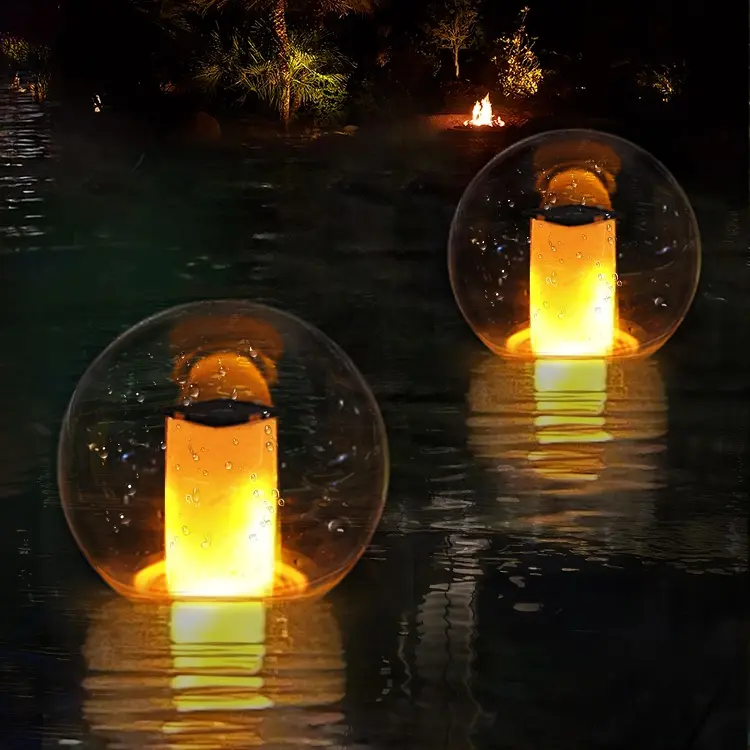 2022 New Solar LED Floating Pool Lights with Flame Lights Show for Swimming Pool and Garden or Home Ni-MH Rechargeable Battery