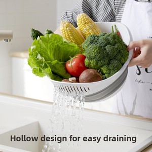<span class=keywords><strong>Escurridor</strong></span> <span class=keywords><strong>de</strong></span> Cocina Ovalado Plegable y Colgante para Lavar Frutas, <span class=keywords><strong>Verduras</strong></span> y Arroz, Diseño Simple y Moderno - Product Image 3