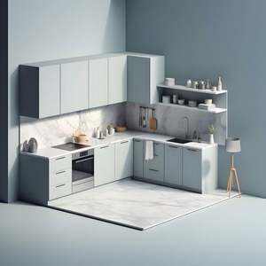 Gabinetes de Cocina de Madera Completamente Ensamblados con Cubiertas de Cuarzo y Estufas Integradas, Gabinetes Colgantes para Tazones - Product Image 3