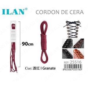 Lacci per scarpe cerati Ilan 90 cm bordeaux per uomo e donna - Product Image 1