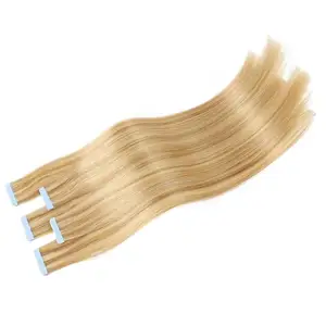 Intera vendita nastro marrone coda di cavallo estensioni dei capelli, Super Double Drawn #18 nastro Remy colorato nei capelli