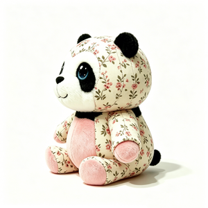Customized Floral print <b>panda</b> plush <b>toy</b>, vintage pink flower <b>panda</b> stuffed animal, cottagecore girly <b>panda</b> soft doll - Product Image 3