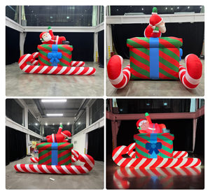 Inflable Navideño Resistente al Agua <span class=keywords><strong>para</strong></span> Exteriores, Publicidad Navideña, Santa Claus en Trineo con Bastón de Caramelo, Caja de Regalo Inflable - Product Image 2