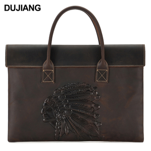 Borsa Portadocumenti in Vera Pelle Crazy Horse con Motivo Vintage in Rilievo, Valigetta per Laptop da Uomo per Avvocati e Ufficio - Product Image 3