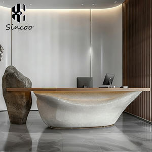 Mostrador de Recepción Moderno Personalizable de Fibra de Vidrio con Forma de Piedra de Imitación para Salón de Belleza, Spa, Salón de Uñas, Hospital y Supermercado - Product Image 4