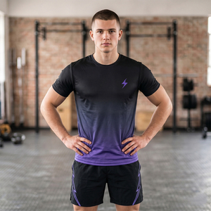 Conjuntos <span class=keywords><strong>de</strong></span> Camiseta y Pantalones Cortos Deportivos <span class=keywords><strong>de</strong></span> Secado Rápido, Transpirables y que Absorben el Sudor, para Correr, Gimnasio y Entrenamiento en Campo, Venta al Por Mayor, Alta Calidad - Product Image 2