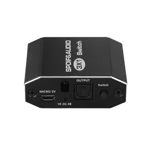 Pengalih Audio Optik Digital 3 Port, Sakelar Toslink Audio Digital 3X1 dengan Remote Control IR, Pengalih SPDIF 3 In 1 Keluar