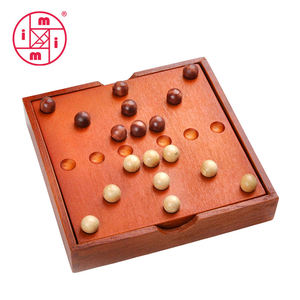 Wooden <strong>Solitaire</strong> Game Classic <strong>Board</strong> Game Marble Chess Mind Game 14cm Round <strong>Board</strong> with Wooden Balls - Product Image 2