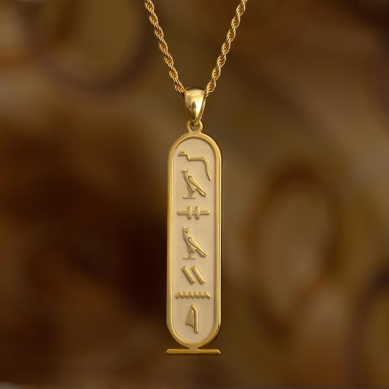 Ancient Egyptian Cartouche Jewelry Egyptian Hieroglyphics Pendant
