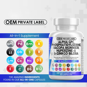 NAC viên nang Alpha gpc <span class=keywords><strong>Choline</strong></span> 300mg Phosphatidylserine bacopa monnieri viên nang Ginkgo Biloba viên nang huperzine một nấm OEM - Product Image 6