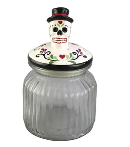 candy bottle best selling halloween skeleton or skull glass bottle glass storage cookie jar