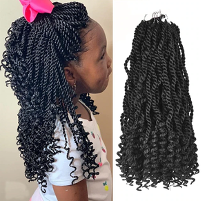 Trenzas pretorcidas de ganchillo onduladas senegalesas de 12 pulgadas <span class=keywords><strong>con</strong></span> extremos ondulados Extensión de cabello sintético para mujeres negras - Product Image 1