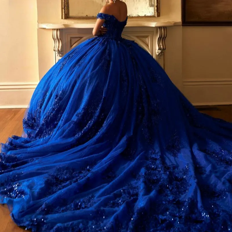 Royal Blue Off The Shoulder Sweet 16 Ball Gown Dresses - Oem Royal Blue Off The Shoulder Sweet 16 Ball Gown Dresses - Oem