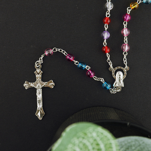 Collar de cuentas acrílicas de varios colores, transparente, con Cruz de aleación y Medalla de <span class=keywords><strong>la</strong></span> <span class=keywords><strong>Virgen</strong></span> Marí<span class=keywords><strong>a</strong></span> para cathol - Product Image 5