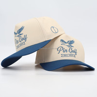 Casquette de baseball OEM tendance à 5 panneaux pour adulte, non structurée, à visière incurvée, blanche, séchage rapide, broderie 3D, bicolore