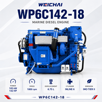 Moteur diesel Weichai série WP6 WP6C142-18 105 kW 6 cylindres pour la propulsion marine des navires de pêche et des navires de passagers