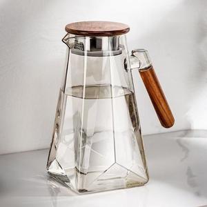 Hervidor de agua con forma de estrella de tres puntas, hervidor de agua fría de madera de nogal, hervidor de agua fría y hervida para el hogar de vidrio de borosilicato alto - Product Image 4