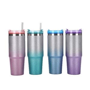 Mug de voyage isotherme de luxe en acier inoxydable Ice Bully Boba Beer Mug, laqué, 30oz, à changement de couleur progressif, avec paille - Product Image 4