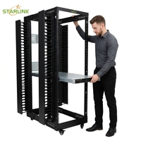Rack de serveur en aluminium Starlink à 4 poteaux, cadre ouvert, 19 pouces, sur roulettes