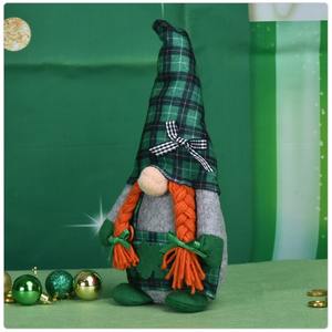 Décorations de Pâques en coton en forme d'animaux, gnome en peluche, trèfle, décorations vertes à carreaux, gnome de fée tissé, sécurité intérieure et extérieure - Product Image 6