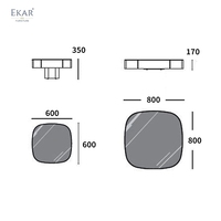 Ensemble de 2 tables basses gigognes Foshan Ekar, style minimaliste italien, en céramique noire avec base dorée, pour salon de villa, OEM