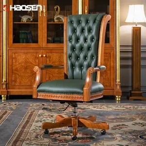 HAOSEN Custom Luxury Leather Wooden Manager Director Chair Office High Back Executive Office Chair